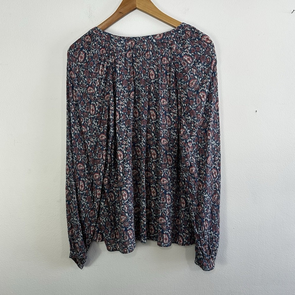 Style & Co Blouse Womens XL Boho Long Sleeve Floral Paisley Print Multicolor Top - Picture 3 of 8